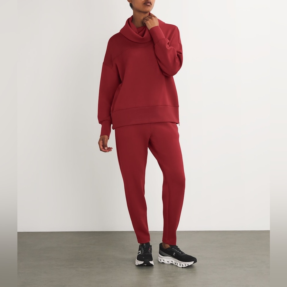 VARLEY Double Soft Priya Cowl Neck Sweatshirt Red Sporty Casual Chic Lounge XS
